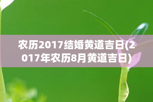 农历2017结婚黄道吉日(2017年农历8月黄道吉日)