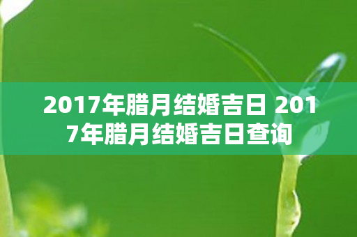 2017年腊月结婚吉日 2017年腊月结婚吉日查询