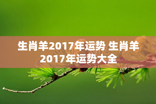 生肖羊2017年运势 生肖羊2017年运势大全