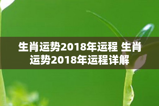 生肖运势2018年运程 生肖运势2018年运程详解