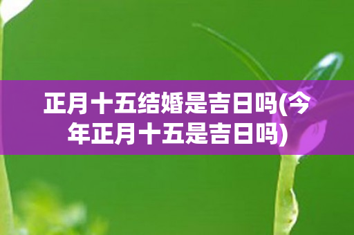 正月十五结婚是吉日吗(今年正月十五是吉日吗)