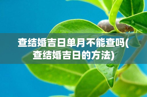 查结婚吉日单月不能查吗(查结婚吉日的方法)